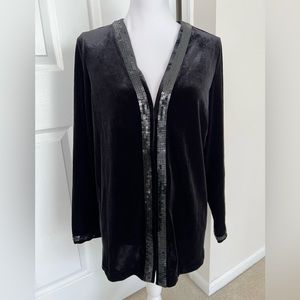 Quacker Factory Black Velvet Jacket with Sequins - Size Smal